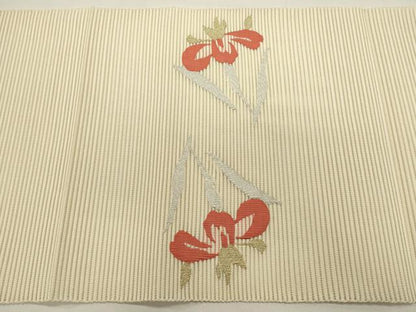 平和屋着物＊夏物　八寸名古屋帯　絽綴れ　杜若　カキツバタ　金銀糸　正絹　逸品　DABH1820cd