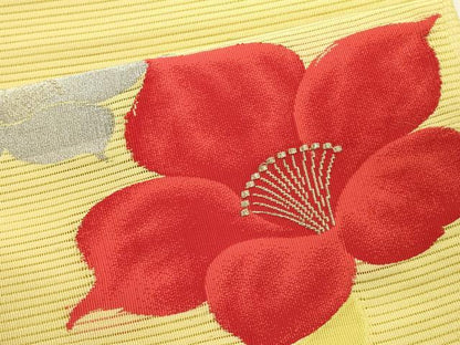 平和屋着物＊夏物　八寸名古屋帯　絽綴れ　草花文　金銀糸　正絹　逸品　DABH1822cd