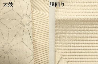 平和屋着物＊夏物　八寸名古屋帯　絽綴れ　麻の葉文様　銀糸　正絹　逸品　DABH1823cd