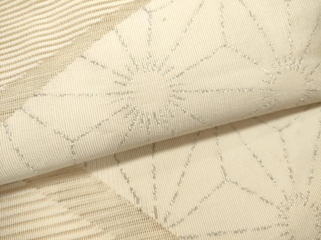 平和屋着物＊夏物　八寸名古屋帯　絽綴れ　麻の葉文様　銀糸　正絹　逸品　DABH1823cd