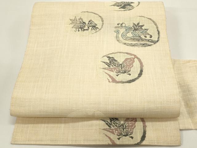 平和屋着物＊夏物　八寸名古屋帯　流水花丸文　DABH1827cd
