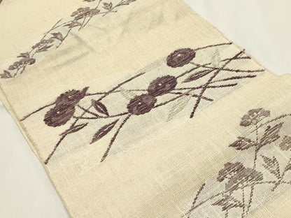 平和屋着物＊夏物　八寸名古屋帯　枝花文　DABH1828cd