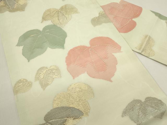 平和屋着物＊夏物　九寸名古屋帯　蔦の葉文　金銀糸　正絹　逸品　DABH1829cd