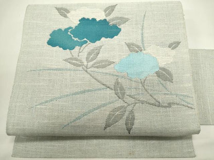 平和屋着物＊夏物　八寸名古屋帯　草花文　DABH1830cd
