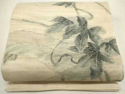 平和屋着物＊夏物　八寸名古屋帯　枝花文　正絹　逸品　DABH1831cd