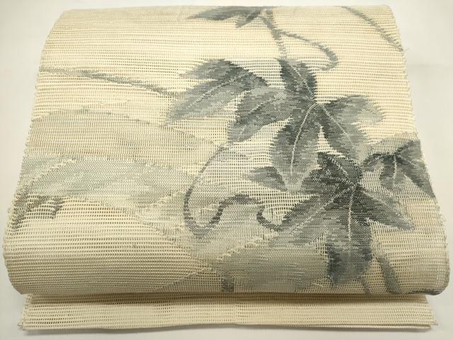 平和屋着物＊夏物　八寸名古屋帯　枝花文　正絹　逸品　DABH1831cd