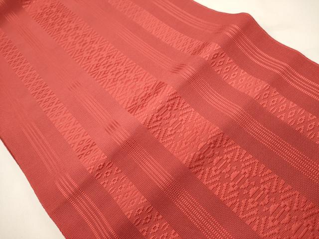 平和屋着物＊夏物　本場筑前博多織　八寸名古屋帯　紗献上　紅海老茶色　正絹　逸品　DABH1834cd