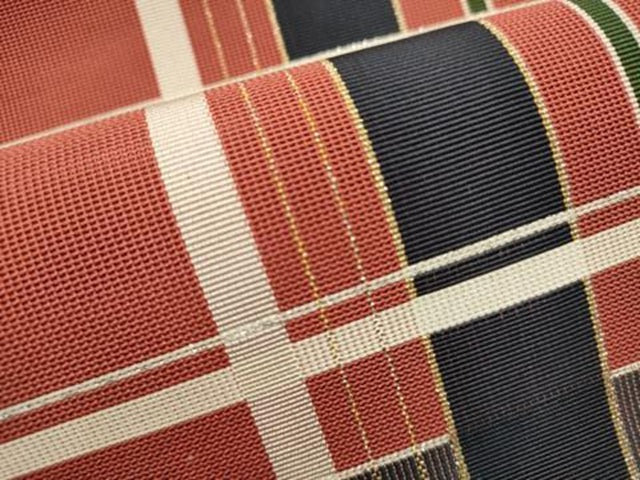 平和屋着物＊夏物　本場筑前博多織　八寸名古屋帯　格子　金銀糸　正絹　逸品　DABH1836cd