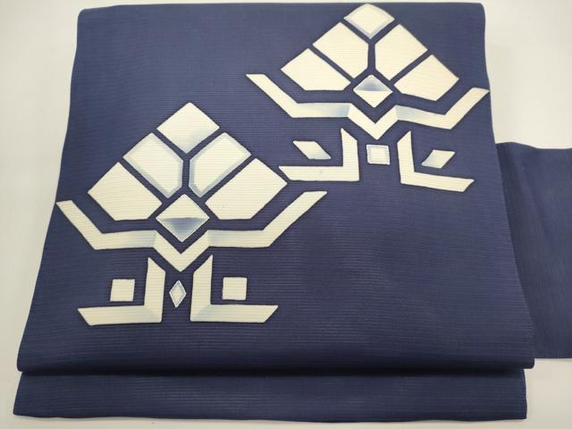 平和屋着物＊夏物　絽塩瀬　九寸名古屋帯　抽象文様　銀彩　正絹　逸品　DABH1839cd