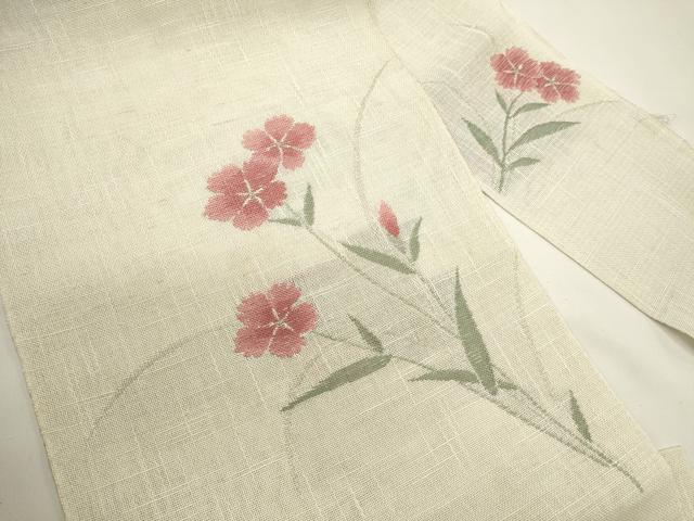 平和屋着物＊夏物　八寸名古屋帯　草花文　撫子　DABH1840cd