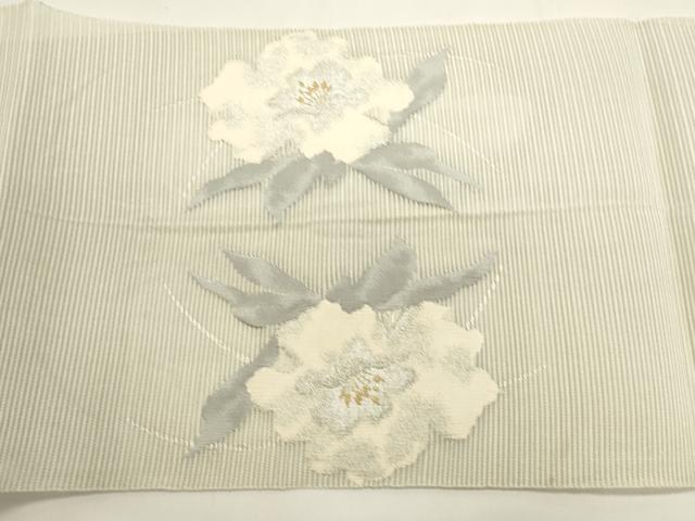 平和屋着物＊夏物　八寸名古屋帯　絽綴れ　草花文　銀糸　正絹　逸品　DABH1841cd