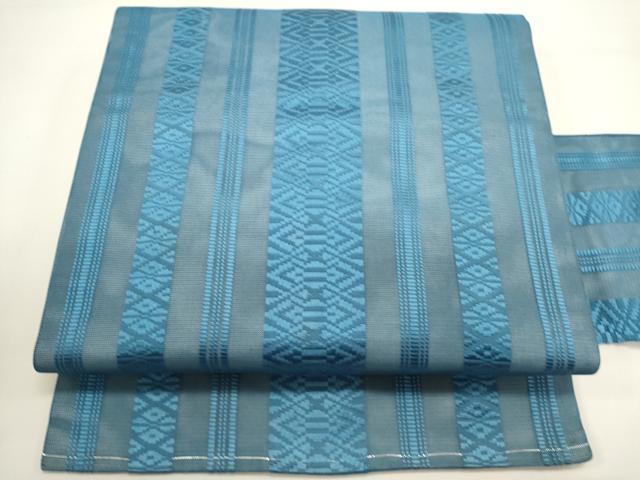 平和屋着物＊夏物　全通柄九寸名古屋帯　紗献上　露草色　正絹　逸品　DABH1842cd