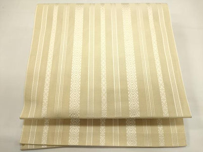 平和屋着物＊夏物　本場筑前博多織　八寸名古屋帯　紗献上　鳥の子色　正絹　逸品　DABH1848cd