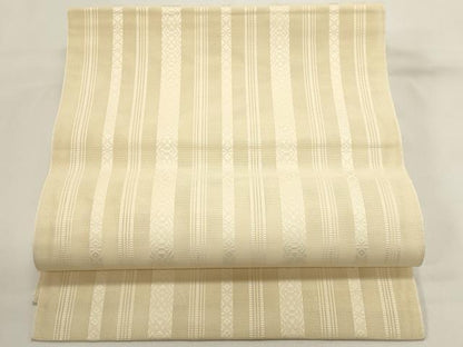 平和屋着物＊夏物　本場筑前博多織　八寸名古屋帯　鳥の子色　正絹　逸品　DABH1850cd