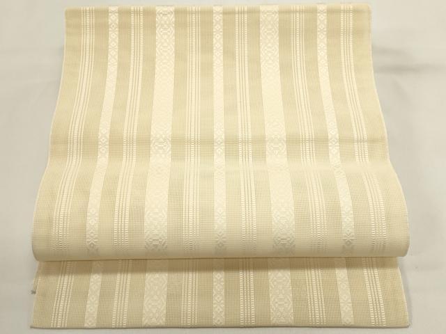 平和屋着物＊夏物　本場筑前博多織　八寸名古屋帯　鳥の子色　正絹　逸品　DABH1850cd