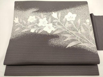 平和屋着物＊夏物　絽塩瀬　九寸名古屋帯　草花文　金彩　正絹　逸品　DABH1853cd