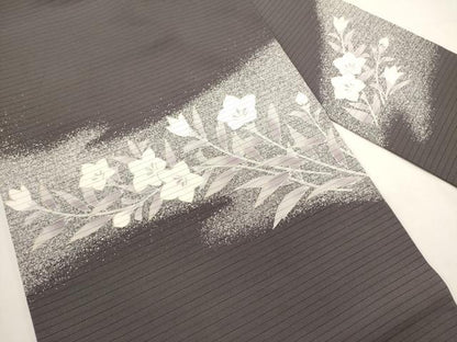 平和屋着物＊夏物　絽塩瀬　九寸名古屋帯　草花文　金彩　正絹　逸品　DABH1853cd