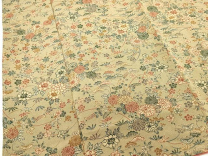 平和屋着物■上質な小紋　草花文　鬼しぼ縮緬　正絹　逸品　DABH1858cd