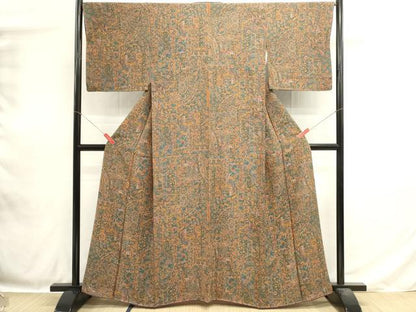 平和屋着物■上質な小紋　更紗花蝶文　正絹　逸品　未使用　DABH1859cd