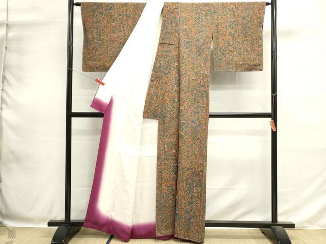 平和屋着物■上質な小紋　更紗花蝶文　正絹　逸品　未使用　DABH1859cd