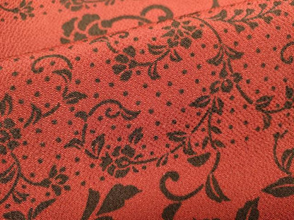 平和屋着物■上質な小紋　花唐草文　鬼しぼ縮緬　正絹　逸品　DABH1860cd