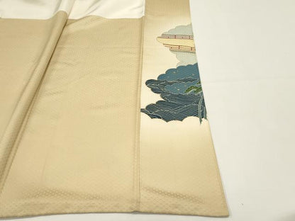 平和屋着物■豪華色留袖　渡橋人物風景文　暈し染め　金彩　正絹　逸品　DABH1861cd