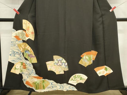 平和屋着物■豪華黒留袖　刺繍　地紙吉祥花文　金銀彩　正絹　逸品　DABH1862cd