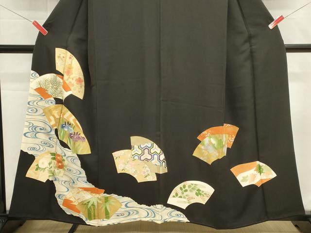 平和屋着物■豪華黒留袖　刺繍　地紙吉祥花文　金銀彩　正絹　逸品　DABH1862cd