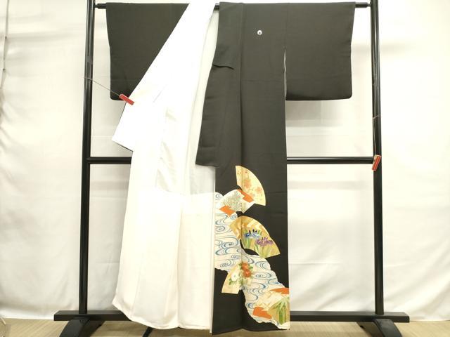 平和屋着物■豪華黒留袖　刺繍　地紙吉祥花文　金銀彩　正絹　逸品　DABH1862cd