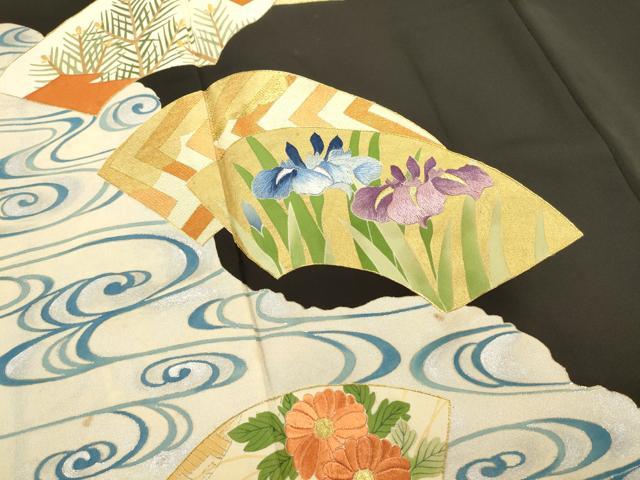 平和屋着物■豪華黒留袖　刺繍　地紙吉祥花文　金銀彩　正絹　逸品　DABH1862cd