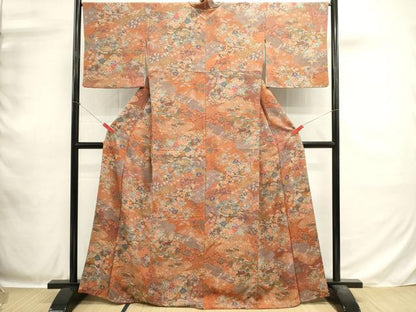 平和屋着物■上質な小紋　吉祥貝桶花文　金彩　正絹　逸品　DABH1863cd