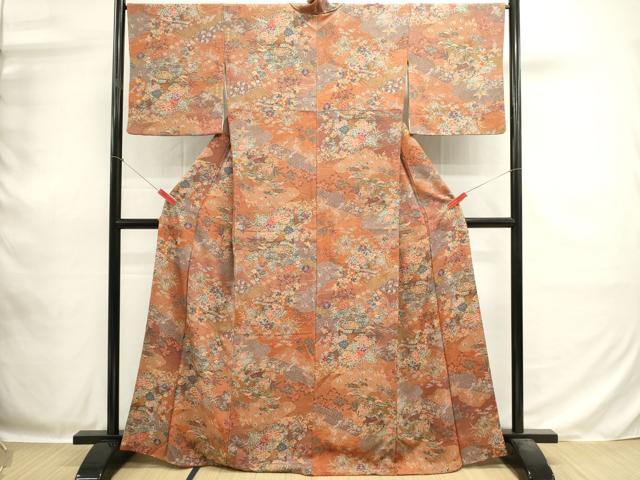 平和屋着物■上質な小紋　吉祥貝桶花文　金彩　正絹　逸品　DABH1863cd
