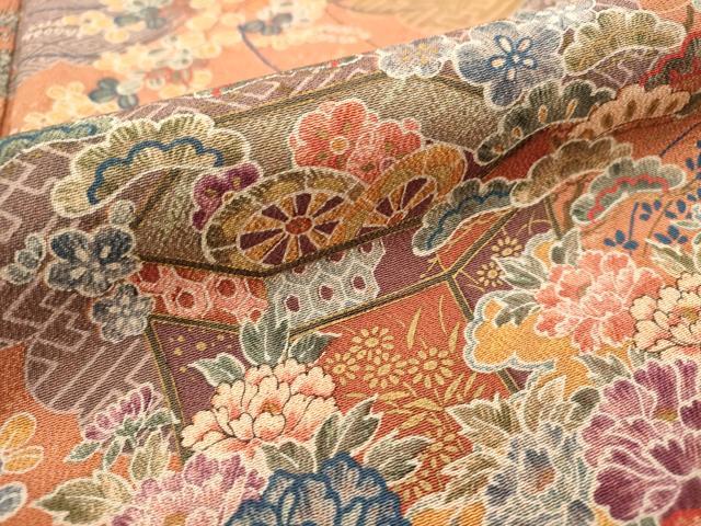 平和屋着物■上質な小紋　吉祥貝桶花文　金彩　正絹　逸品　DABH1863cd