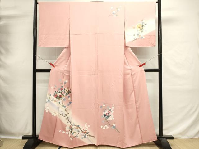 平和屋着物■訪問着　雪輪枝花文　暈し染め　金彩　正絹　逸品　DABH1864cd