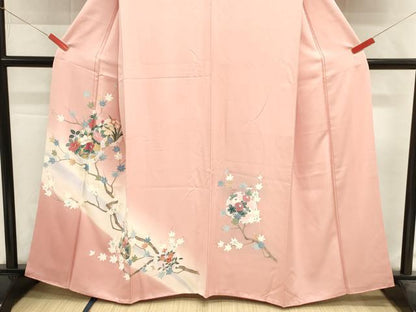 平和屋着物■訪問着　雪輪枝花文　暈し染め　金彩　正絹　逸品　DABH1864cd