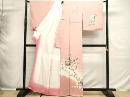 平和屋着物■訪問着　雪輪枝花文　暈し染め　金彩　正絹　逸品　DABH1864cd