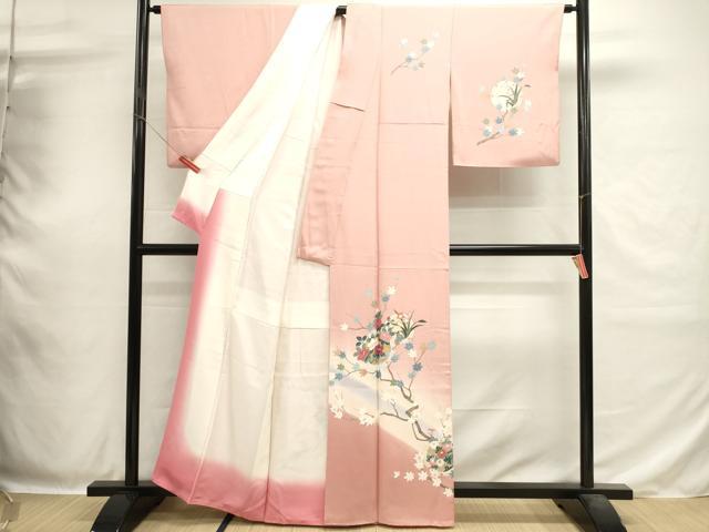 平和屋着物■訪問着　雪輪枝花文　暈し染め　金彩　正絹　逸品　DABH1864cd