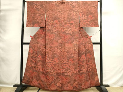 平和屋着物■上質な小紋　流水花文　鬼しぼ縮緬　正絹　逸品　DABH1867cd