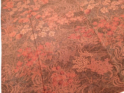 平和屋着物■上質な小紋　流水花文　鬼しぼ縮緬　正絹　逸品　DABH1867cd