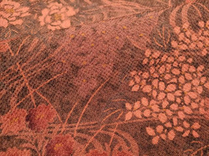 平和屋着物■上質な小紋　流水花文　鬼しぼ縮緬　正絹　逸品　DABH1867cd