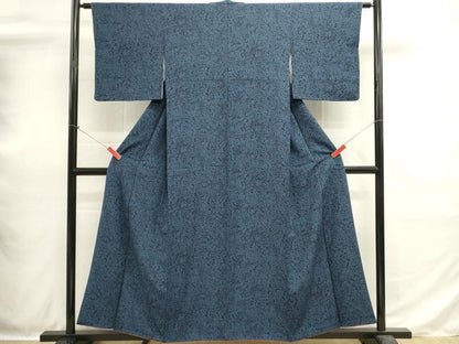 平和屋着物■上質な小紋　藍　草花文　やまと誂製　正絹　逸品　DABH1872cd