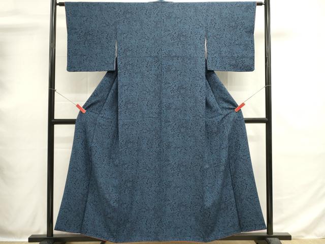 平和屋着物■上質な小紋　藍　草花文　やまと誂製　正絹　逸品　DABH1872cd
