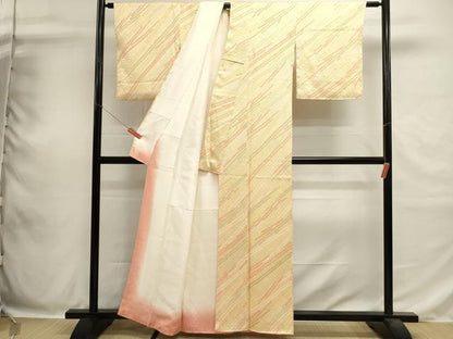 平和屋着物■上質な小紋　総絞り　斜線文　正絹　逸品　DABH1873cd