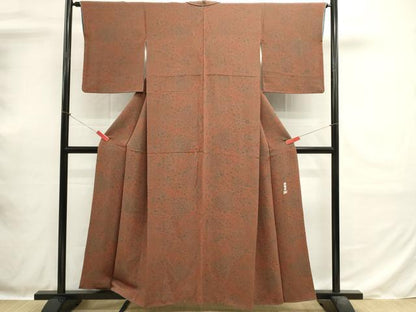 平和屋着物■上質な小紋　作家物　更紗花唐草文　鬼しぼ縮緬　正絹　逸品　DABH1874cd