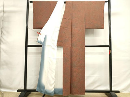 平和屋着物■上質な小紋　作家物　更紗花唐草文　鬼しぼ縮緬　正絹　逸品　DABH1874cd