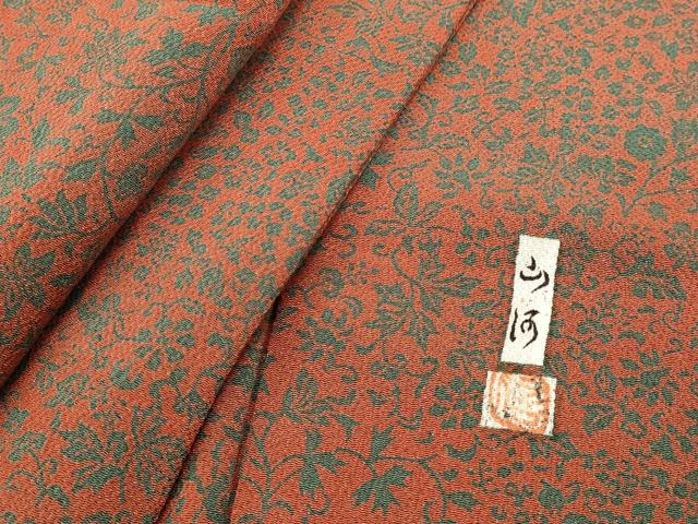 平和屋着物■上質な小紋　作家物　更紗花唐草文　鬼しぼ縮緬　正絹　逸品　DABH1874cd
