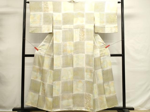 平和屋着物■上質な小紋　市松花文　暈し染め　正絹　逸品　DABH1875cd