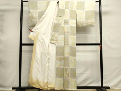 平和屋着物■上質な小紋　市松花文　暈し染め　正絹　逸品　DABH1875cd