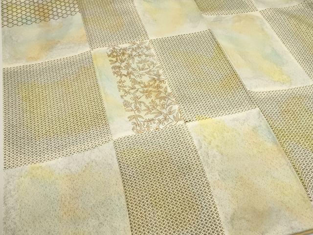 平和屋着物■上質な小紋　市松花文　暈し染め　正絹　逸品　DABH1875cd