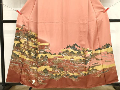 平和屋着物■訪問着　人物風景文　暈し染め　金彩　正絹　逸品　DABH1877cd